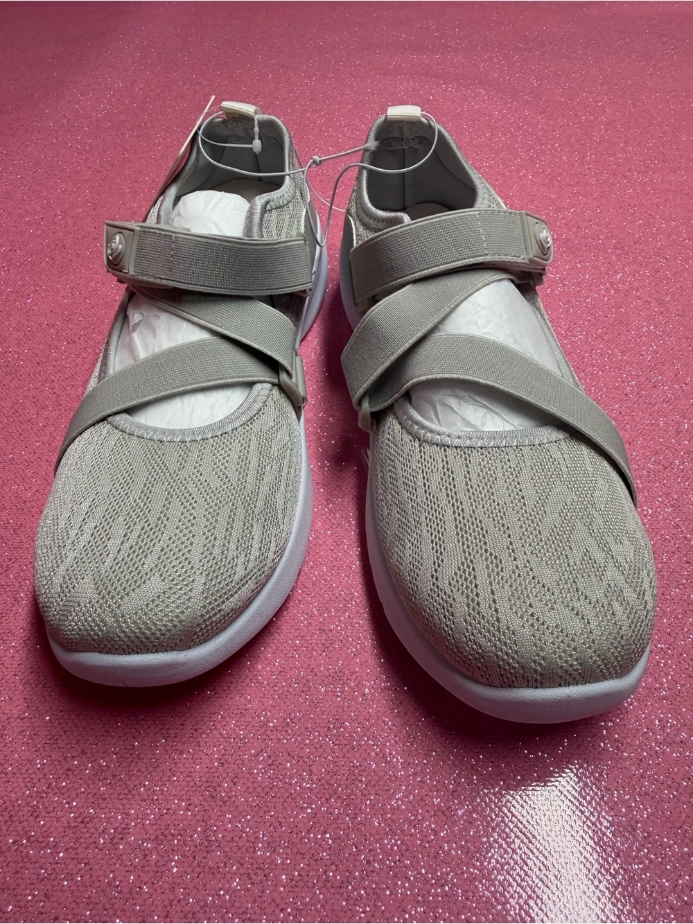 Apana Light Gray Slip-On Cross-Strap Sneakers